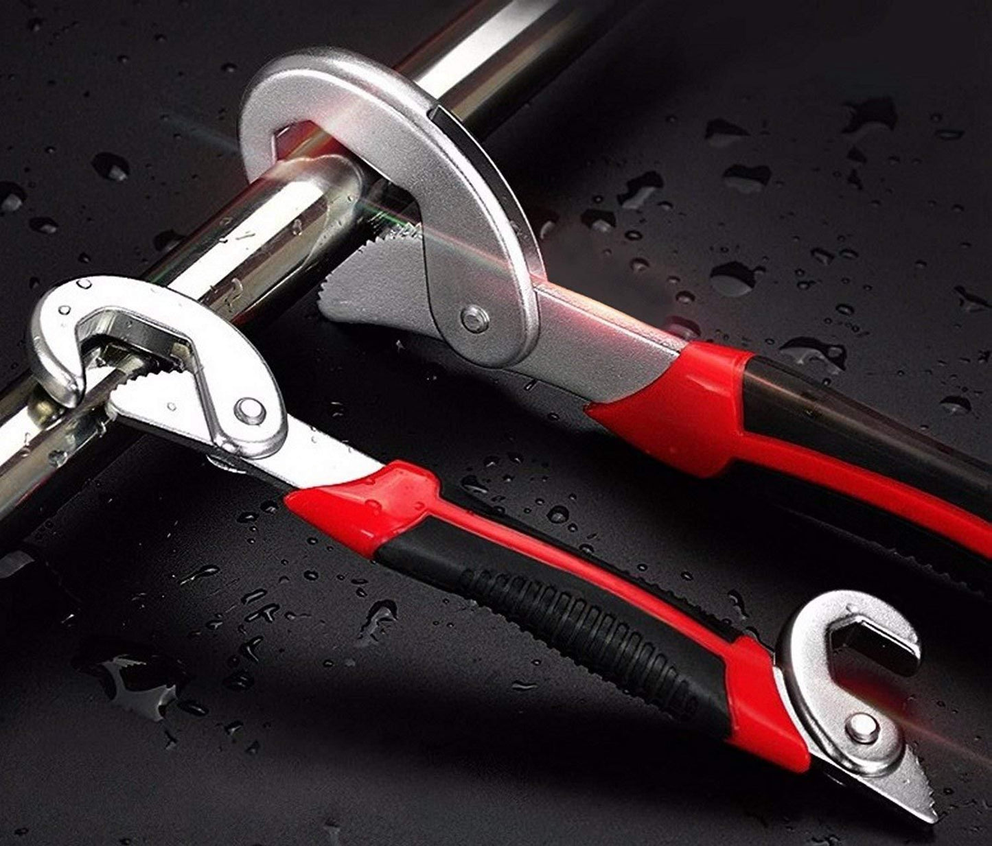 Stainless Steel Socket Adjustable Multi Function Wrench Spanner Set Tools (Pack of 2)